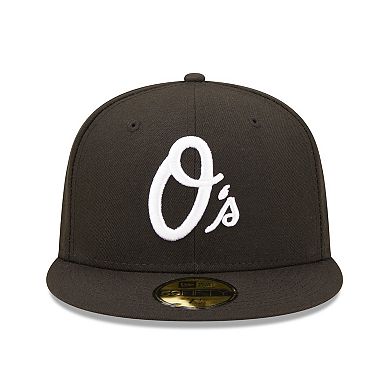 Men's New Era Black Baltimore Orioles Team Logo 59FIFTY Fitted Hat