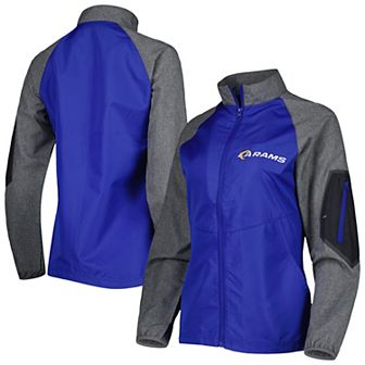 Women's Dunbrooke Royal/Gray Los Angeles Rams Hurricane Raglan Full-Zip Windbreaker