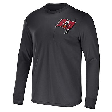 Men's NFL x Darius Rucker Collection by Fanatics Charcoal Tampa Bay Buccaneers Team Long Sleeve Pocket T-Shirt