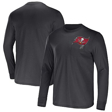 Men's NFL x Darius Rucker Collection by Fanatics Charcoal Tampa Bay Buccaneers Team Long Sleeve Pocket T-Shirt