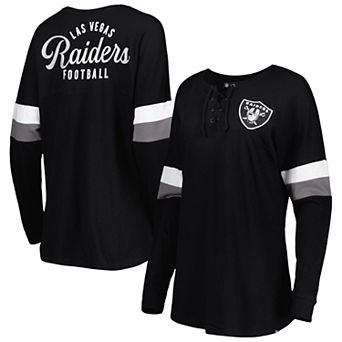 Women's New Era Black Las Vegas Raiders Athletic Varsity Lightweight Lace-Up Long Sleeve T-Shirt