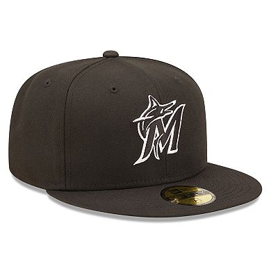 Men's New Era Black Miami Marlins Logo 59FIFTY Fitted Hat