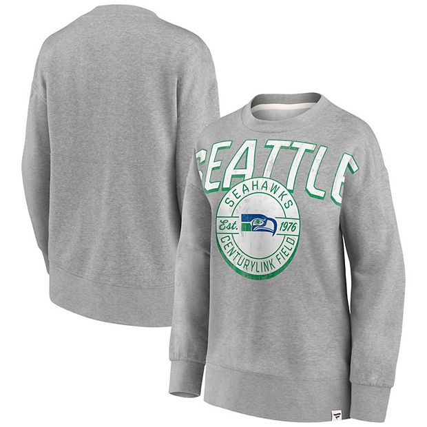 Women's Fanatics Branded Heathered Gray Seattle Seahawks Jump Distribution  Tri-Blend Pullover Sweatshirt