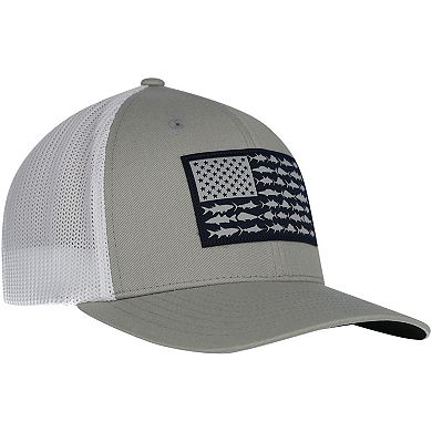 Men's Columbia Gray Dallas Cowboys PFG Mesh Fish Flag Flex Hat
