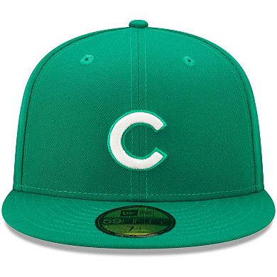 Men's New Era Kelly Green Chicago Cubs Logo White 59FIFTY Fitted Hat