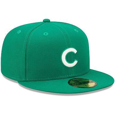 Men's New Era Kelly Green Chicago Cubs Logo White 59FIFTY Fitted Hat