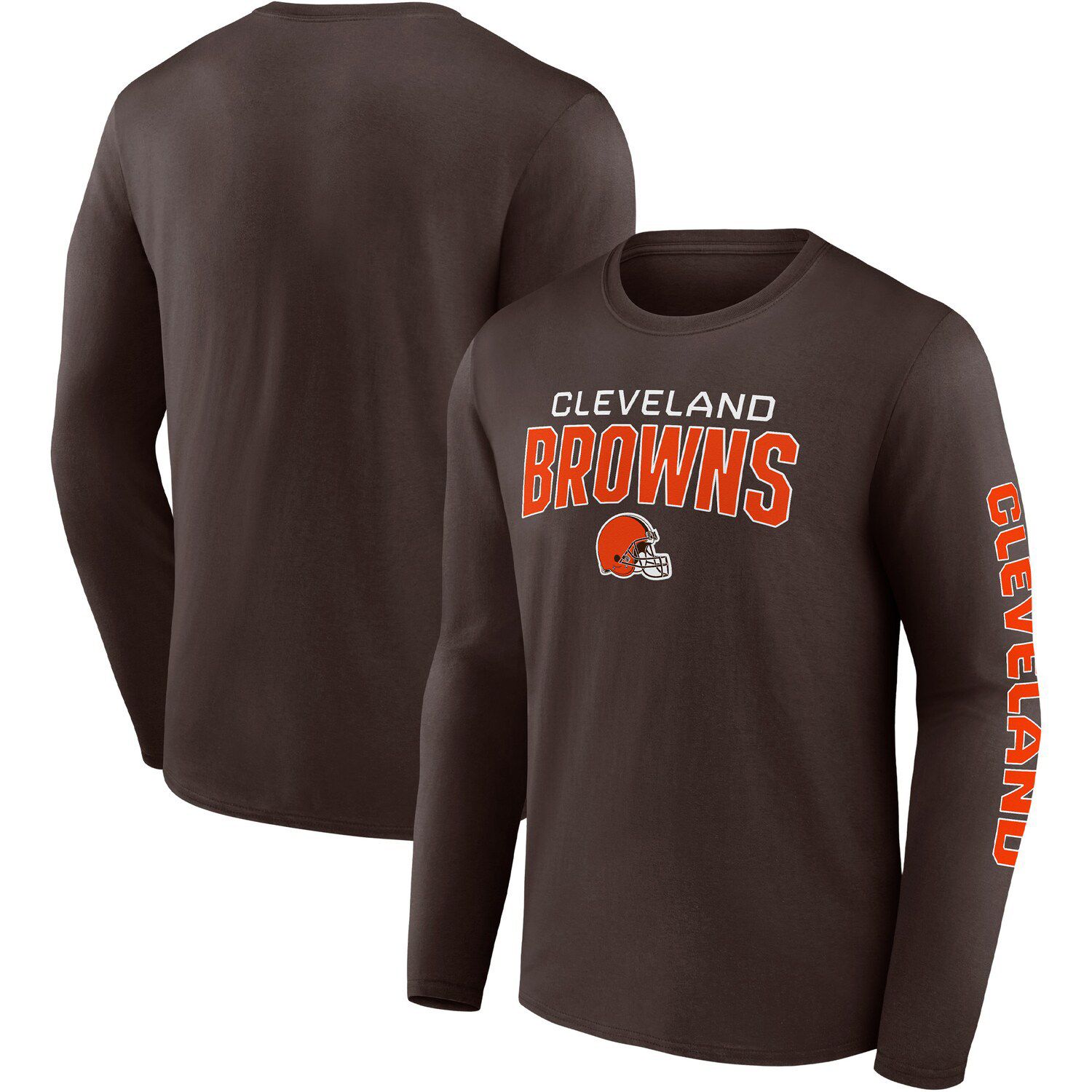 Men's Fanatics Branded Heathered Brown Cleveland Browns Pastime Raglan  3/4-Sleeve T-Shirt