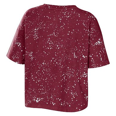 Women's WEAR by Erin Andrews Garnet South Carolina Gamecocks Bleach Wash Splatter Notch Neck T-Shirt