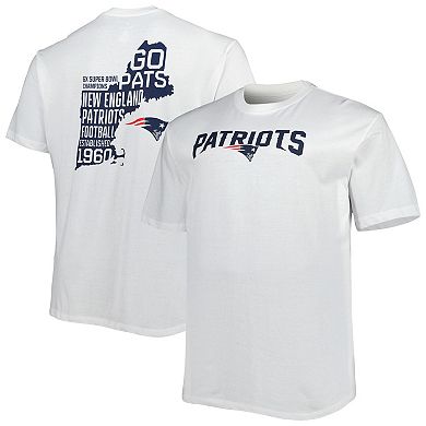 Men's Fanatics Branded White New England Patriots Big & Tall Hometown Collection Hot Shot T-Shirt