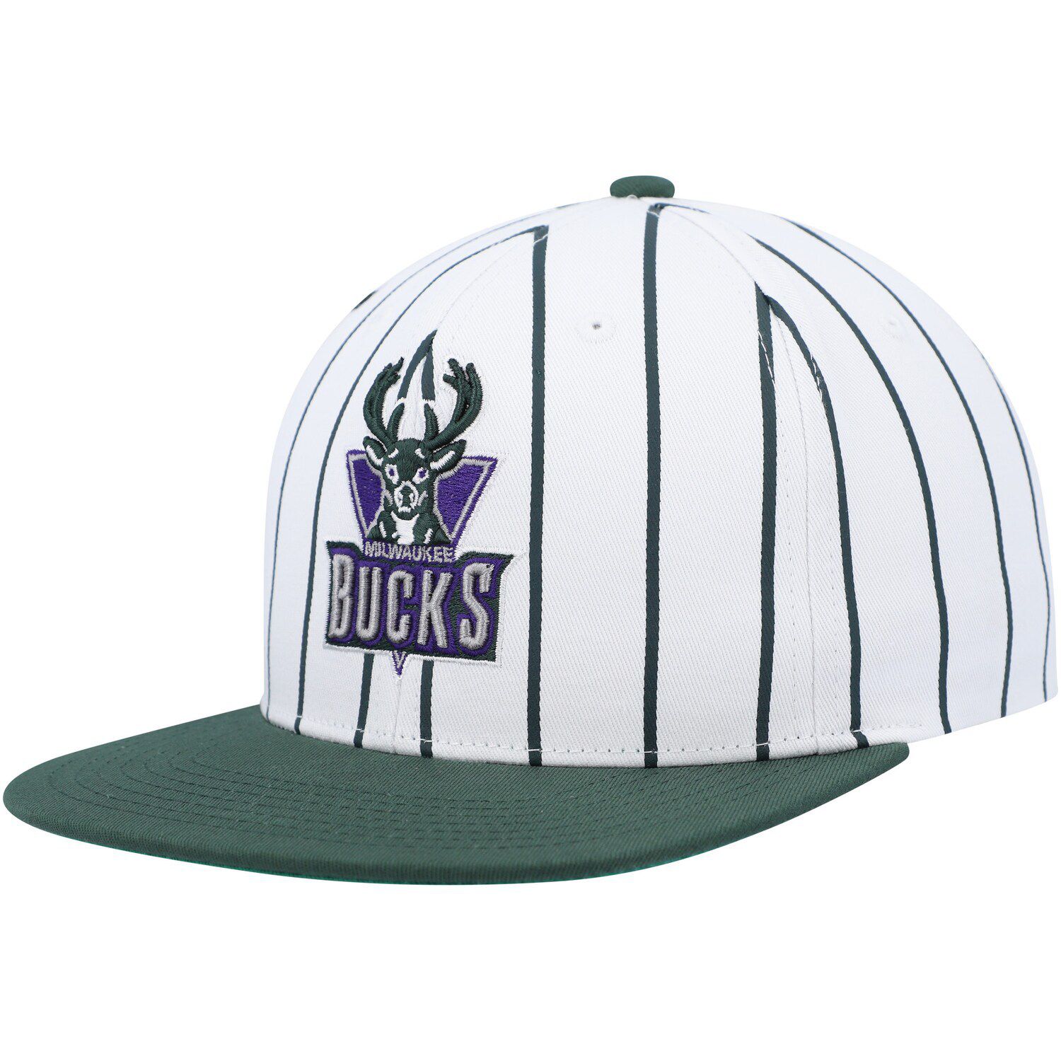 Men's Mitchell & Ness Purple/Hunter Green Milwaukee Bucks Hardwood Classics 40th Anniversary Team Side Fitted Hat