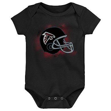 Infant Red/Black/Heathered Gray Atlanta Falcons 3-Pack Game On Bodysuit Set