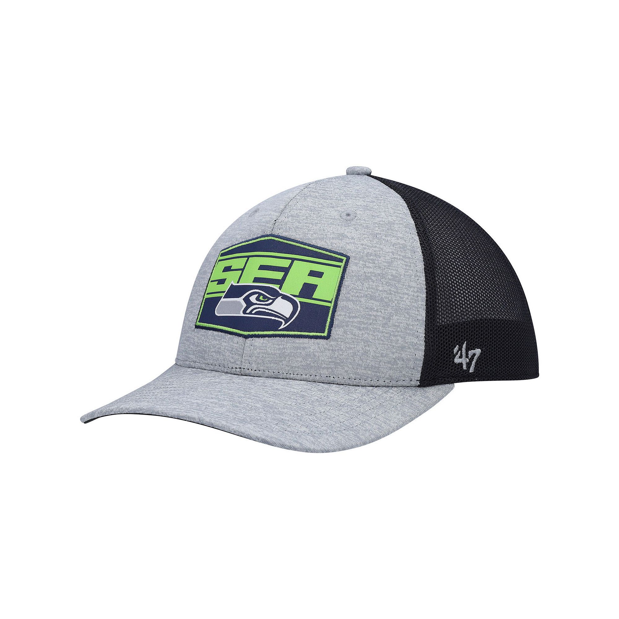 Mens 47 Heathered Gray/College Navy Seattle Seahawks Motivator Flex Hat, 