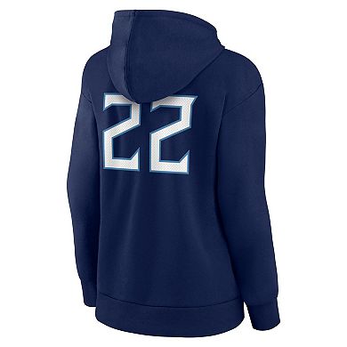 Women's Fanatics Branded Derrick Henry Navy Tennessee Titans Player Icon Name & Number Pullover Hoodie