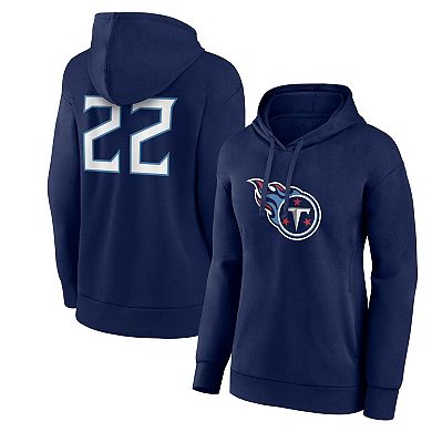 Women's Fanatics Branded Derrick Henry Navy Tennessee Titans Player Icon Name & Number Pullover Hoodie