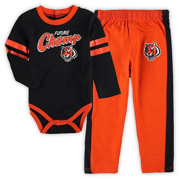 Infant Black/Orange Cincinnati Bengals Little Kicker Long Sleeve Bodysuit &  Pants Set