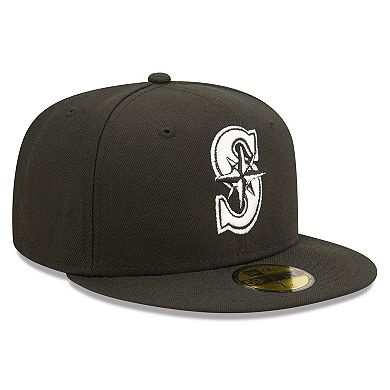 Men's New Era Black Seattle Mariners Team Logo 59FIFTY Fitted Hat