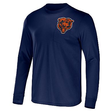 Men's NFL x Darius Rucker Collection by Fanatics Navy Chicago Bears Team Long Sleeve Pocket T-Shirt