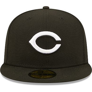 Men's New Era Black Cincinnati Reds Team Logo 59FIFTY Fitted Hat