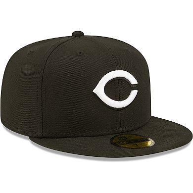 Men's New Era Black Cincinnati Reds Team Logo 59FIFTY Fitted Hat