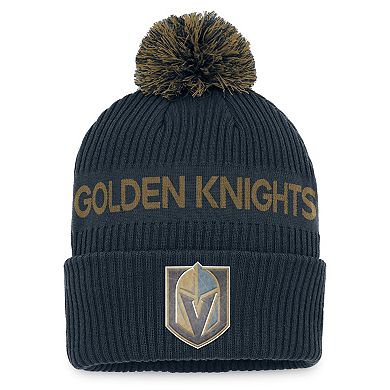 Men's Fanatics Branded Gray/Gold Vegas Golden Knights 2022 NHL Draft Authentic Pro Cuffed Knit Hat with Pom