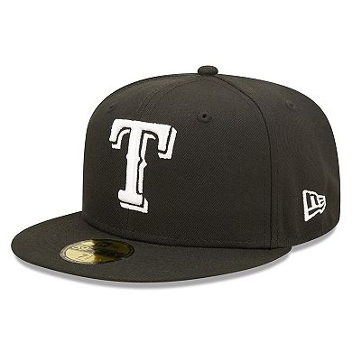 Men's New Era Black Texas Rangers Team Logo 59FIFTY Fitted Hat