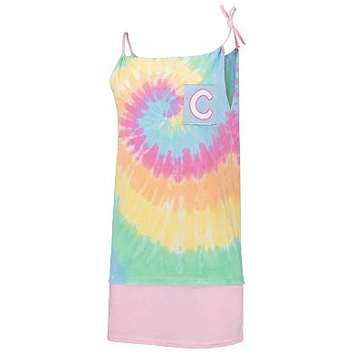 Women's Refried Apparel White Chicago Cubs Tie-Dye Tank Top Dress