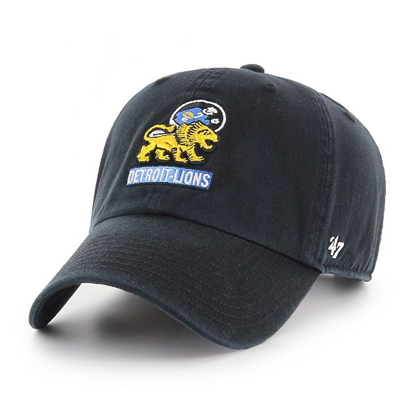 Men's '47 Black Detroit Lions Clean Up Legacy Adjustable Hat