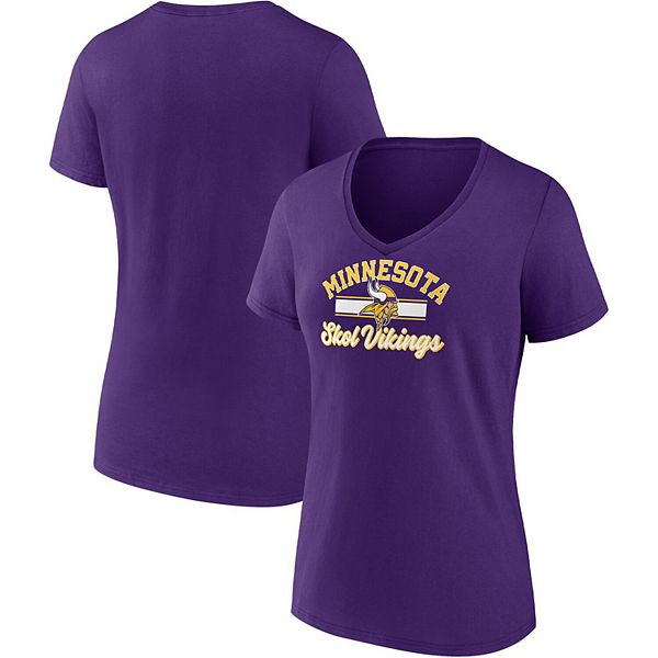 Minnesota Vikings Fanatics Branded Women's Iconic Script State V-Neck T-Shirt - Purple