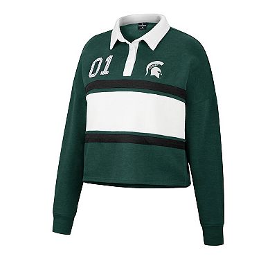 Women's Colosseum Green Michigan State Spartans I Love My Job Rugby Long Sleeve Shirt