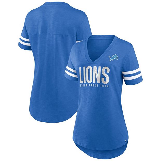 Women's Detroit Lions Fanatics Branded Heathered Charcoal/White Distressed  Team Striped 3/4-Sleeve Tri-Blend