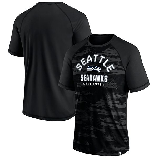 Men's Fanatics Branded Seattle Seahawks Blackout Hail Mary Raglan T-Shirt