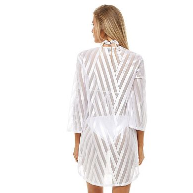 Women's Jordan Taylor Bell-Sleeve Mesh Swim Cover-Up Tunic