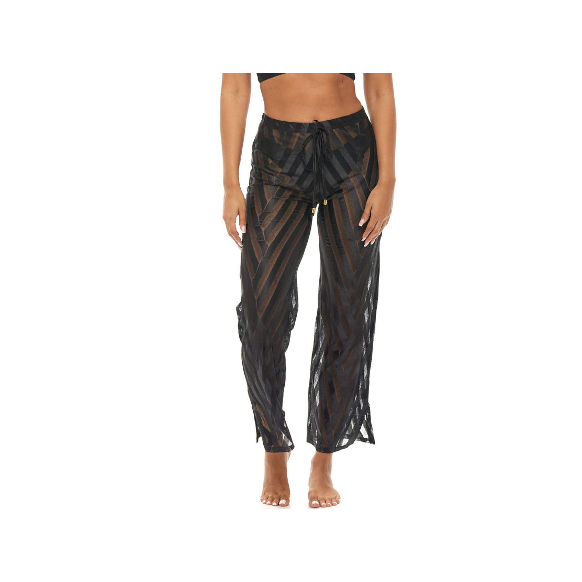 Womens Jordan Taylor Sheer Mesh Stripe Swim Cover-Up Pants, Size: Small, B