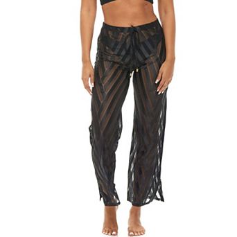 Women's Jordan Taylor Sheer Mesh Stripe Swim Cover-Up Pants