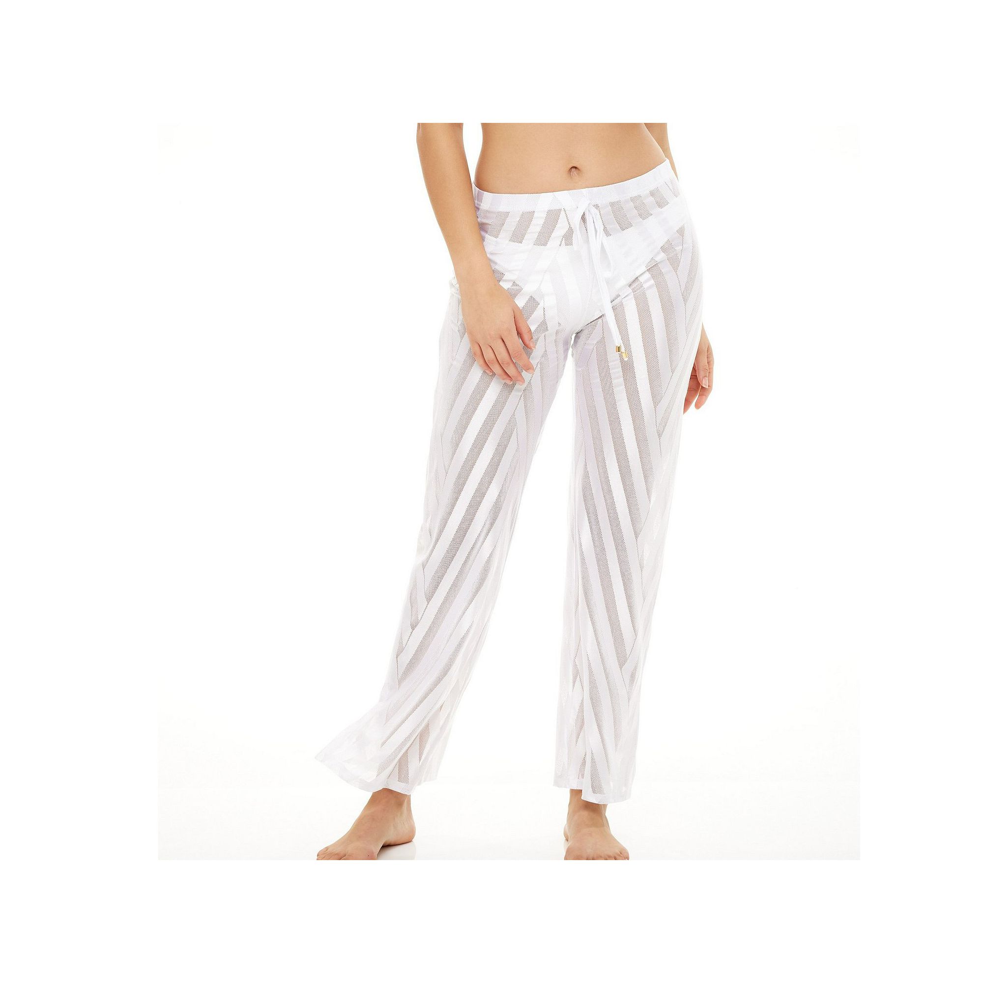 Womens Jordan Taylor Sheer Mesh Stripe Swim Cover-Up Pants, Size: Small, W