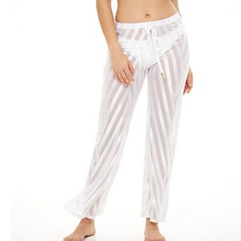 Women's Jordan Taylor Sheer Mesh Stripe Swim Cover-Up Pants