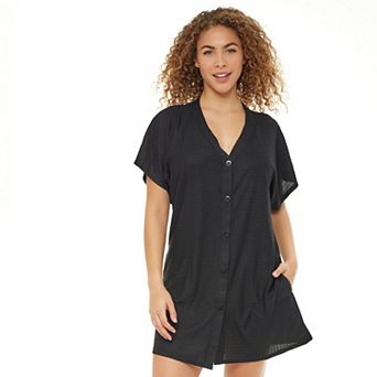 Plus Size Jordan Taylor Button Waffle-Weave Swim Cover-Up