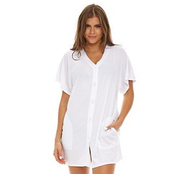 Plus Size Jordan Taylor Button Waffle-Weave Swim Cover-Up
