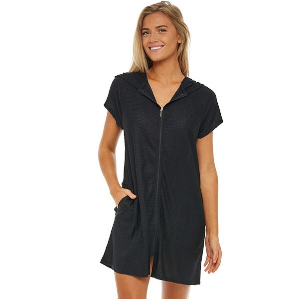 Women's Jordan Taylor Zip-Front Waffle-Weave Swim Cover-Up