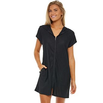 Plus Size Jordan Taylor Zip-Front Waffle-Weave Swim Cover-Up