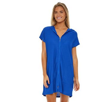 Plus Size Jordan Taylor Zip-Front Waffle-Weave Swim Cover-Up