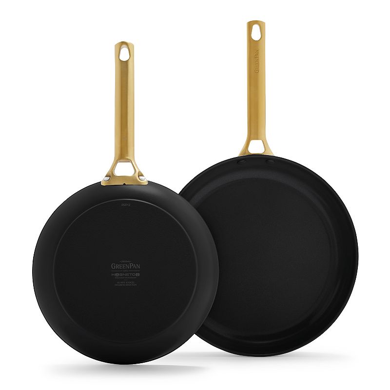 GreenPan Reserve 2pk (10" & 12") Hard Anodized Healthy Ceramic Nonstick Frypan Set Black