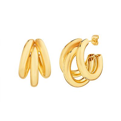 Paige Harper 14k Gold Over Recycled Brass Triple Open Hoop Earrings