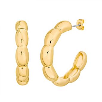 Paige Harper 14k Gold Over Recycled Brass Bobble C-Hoop Earrings