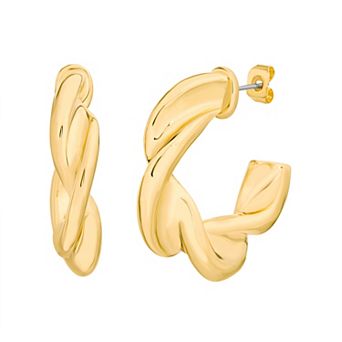 Paige Harper 14k Gold Over Recycled Brass Twisty C-Hoop Earrings