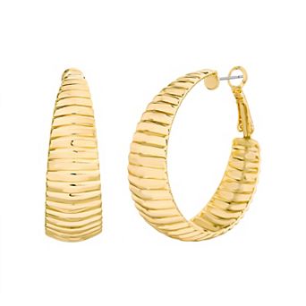 Paige Harper 14k Gold Over Recycled Brass Textured Hoop Earrings