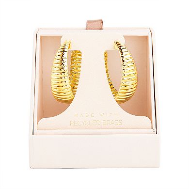 Paige Harper 14k Gold Over Recycled Brass Textured Hoop Earrings