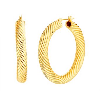 Paige Harper 14k Gold Over Recycled Brass Twisted Texture Hoop Earrings