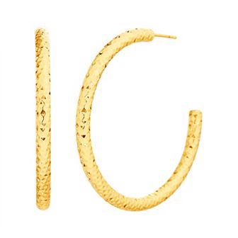 Paige Harper 14k Gold Over Recycled Brass Large Textured C-Hoop Earrings
