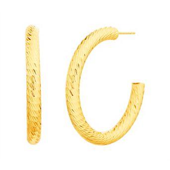 Paige Harper 14k Gold Over Recycled Brass Chunky Textured C-Hoop Earrings